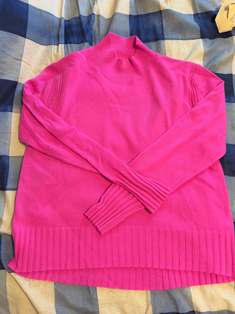 J Crew 100% cashmere Women’s Hot Pink Mock Neck Sweater